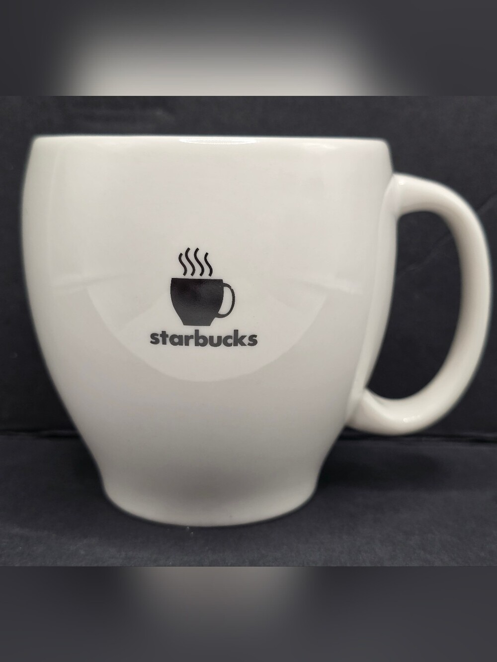 Starbucks Abbey Coffee Mug 14 oz Steaming Cup Logo Black White Vintage 2004